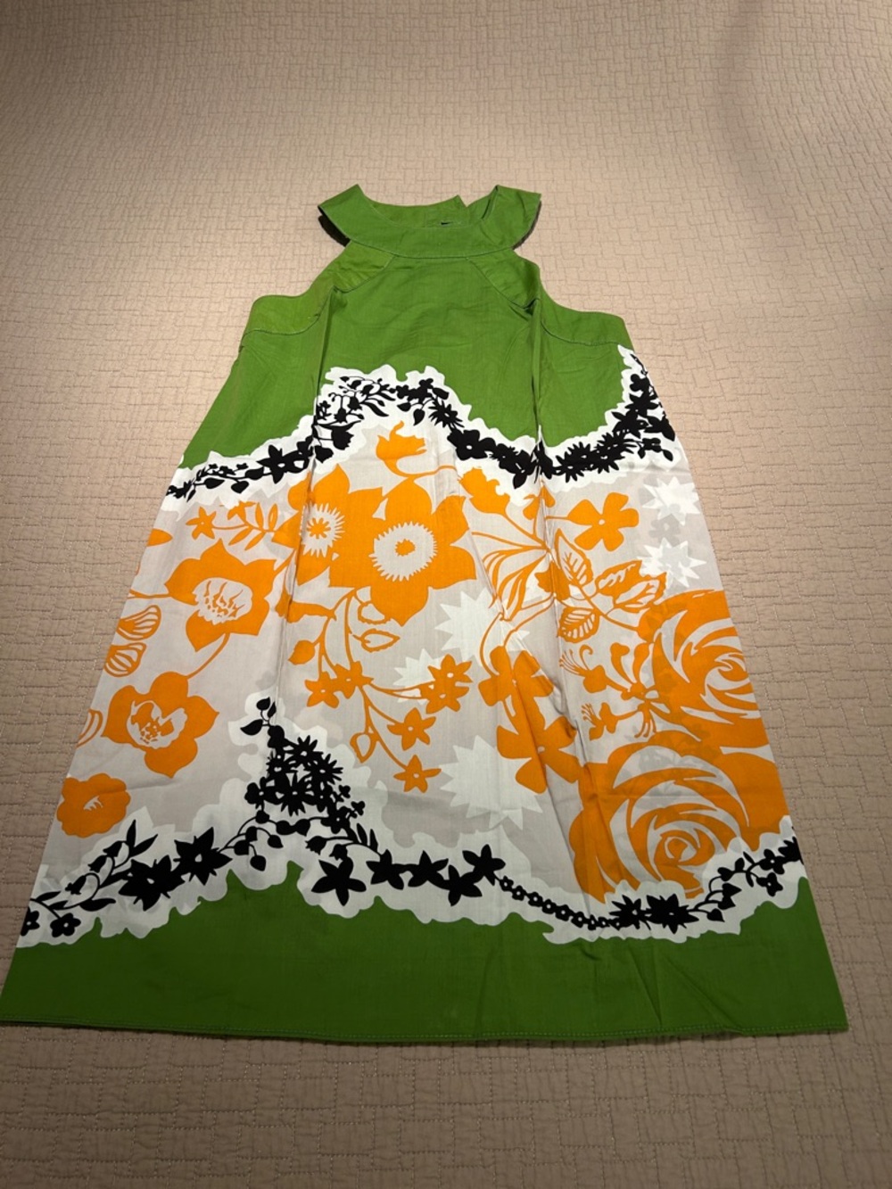 Max Studio Green, Orange & White Floral Mini Dress